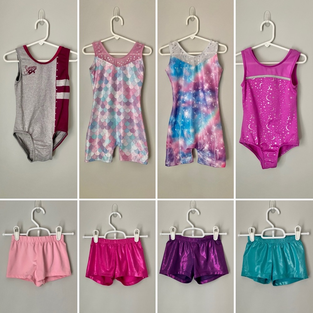 Girls' Size 5 Gymnastics 8-piece Set - Leotards and Shorts